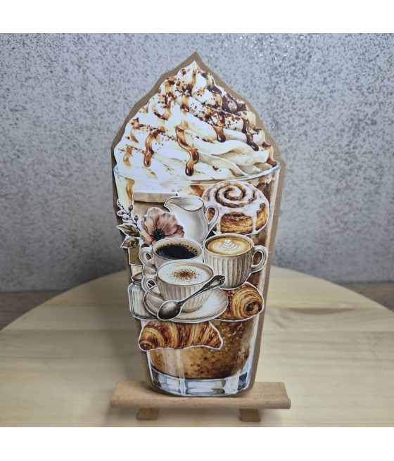 Kartka kawa z bitą śmietaną, na każdą okazję, handmade