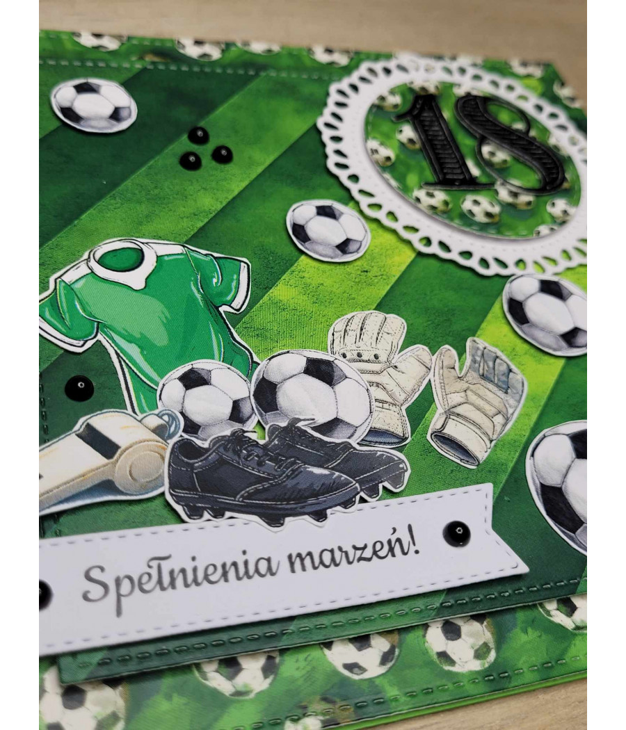 Zielona kartka, 18 urodziny, football, handmade