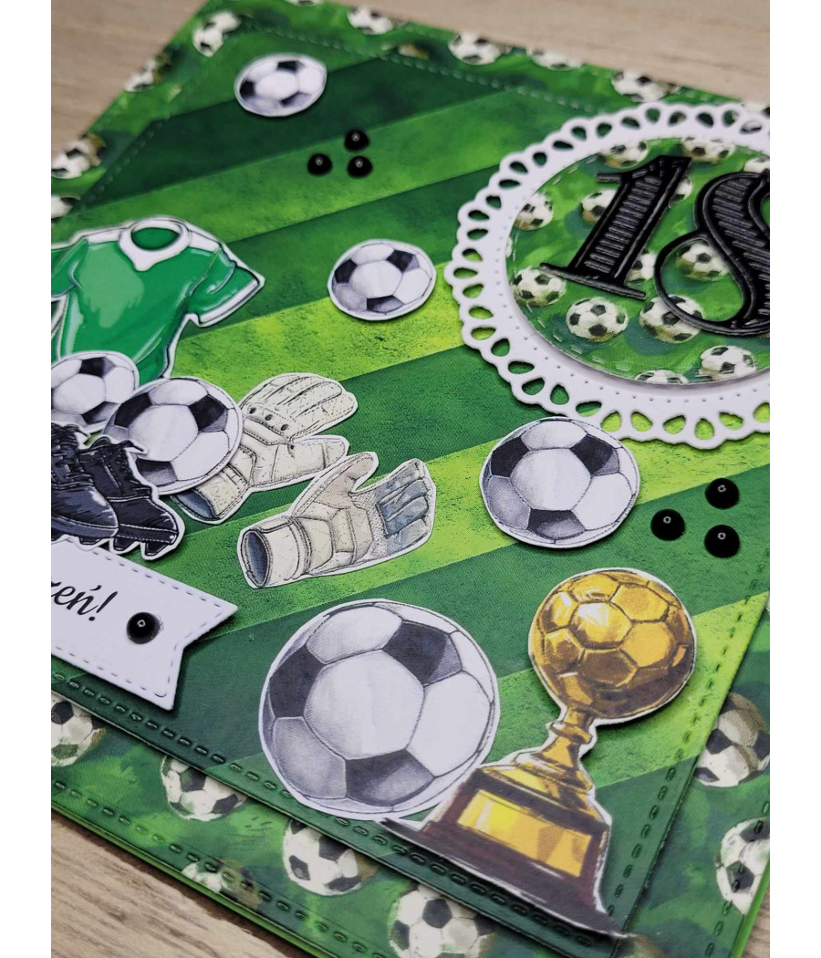 Zielona kartka, 18 urodziny, football, handmade