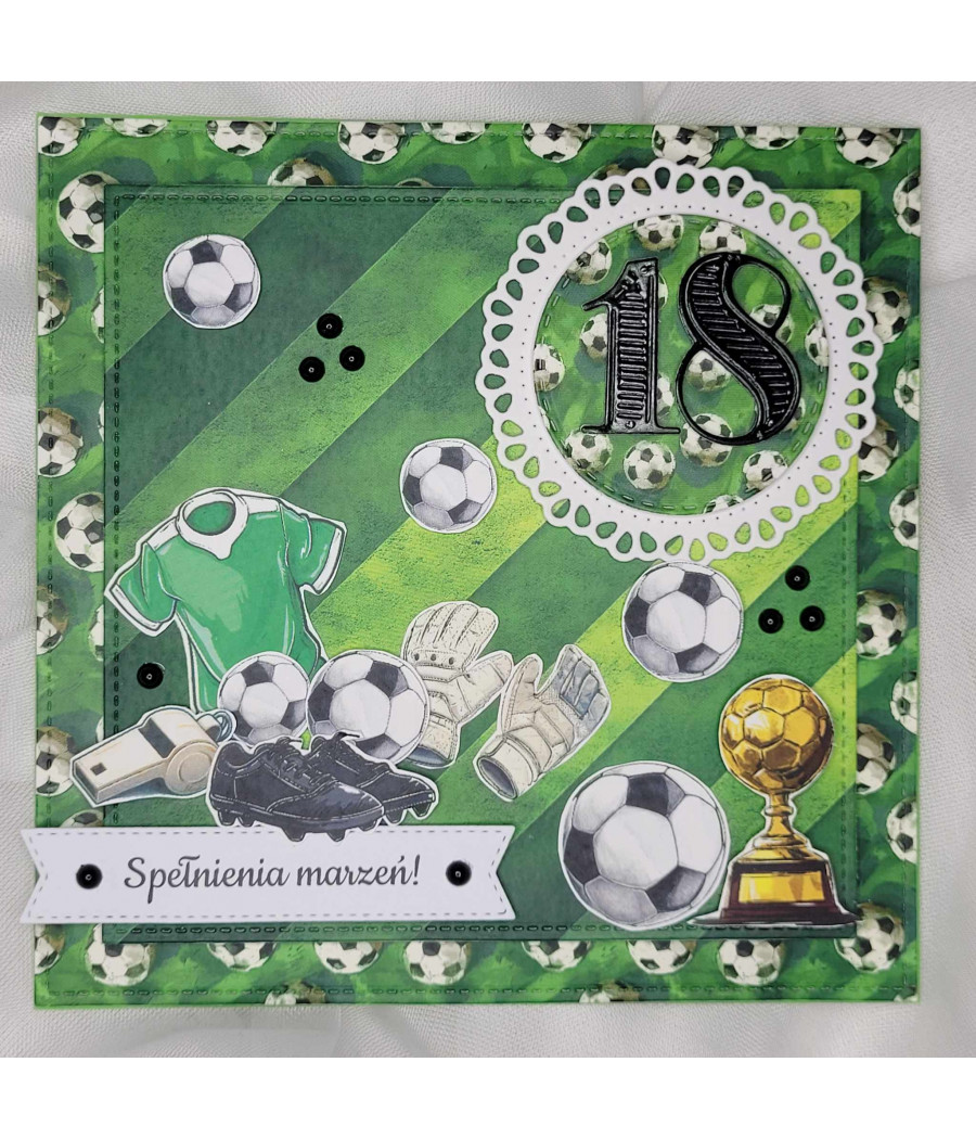 Zielona kartka, 18 urodziny, football, handmade Zielona kartka, 18 urodziny, football, handmade