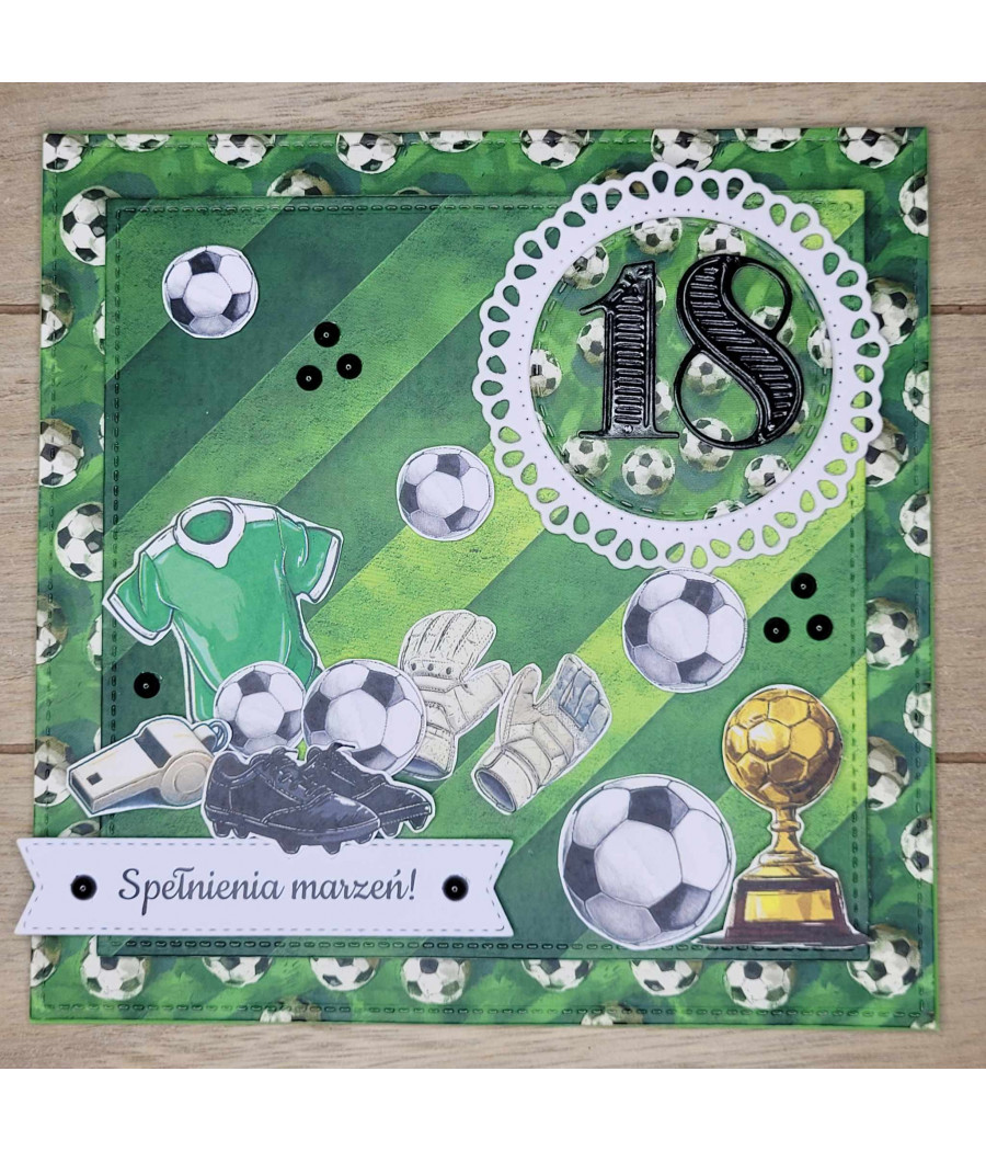 Zielona kartka, 18 urodziny, football, handmade