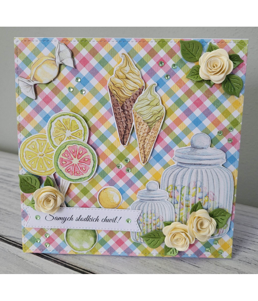 Żółta, słodka kartka na każdą okazję, handmade, słodycze Żółta, słodka kartka na każdą okazję, handmade, słodycze