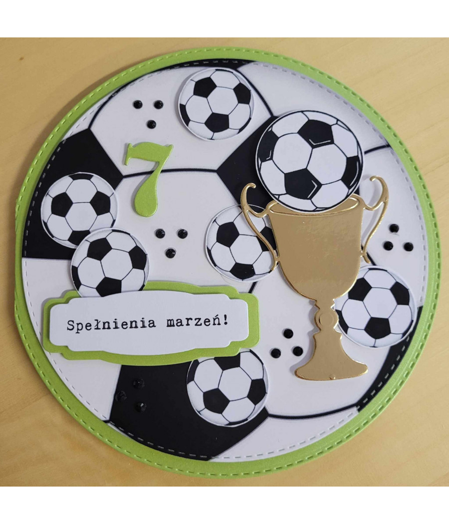 Zielona kartka piłka, 7 urodziny, football Zielona kartka piłka, 7 urodziny, football